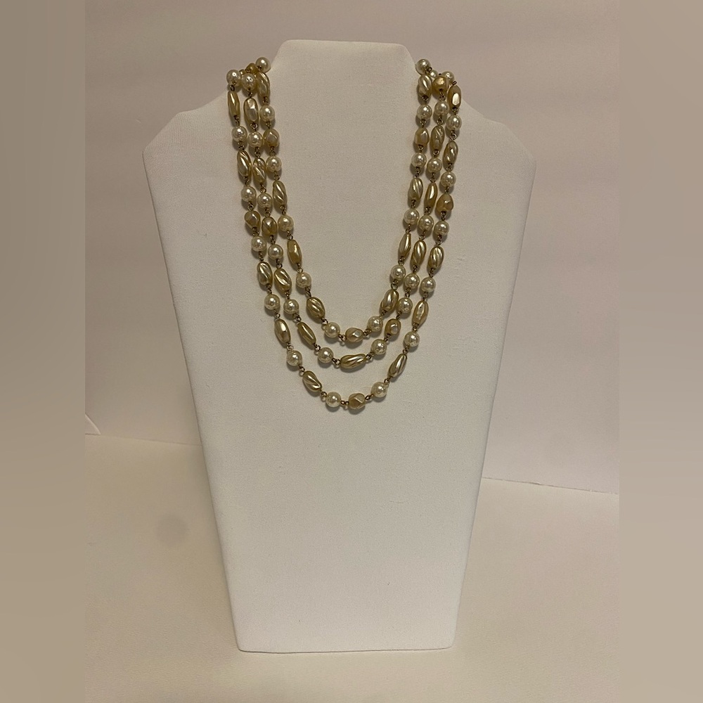 Vintage 70s Faux Freshwater Pearl Necklace Extra Long 55"